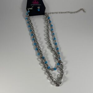 Paparazzi Silver and Blue Beaded Necklace